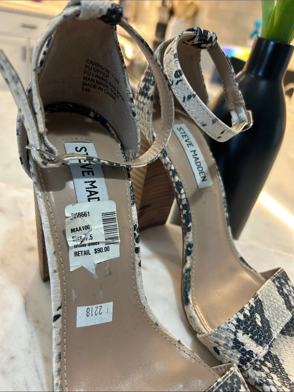 Steve Madden Women's Carrson Snake Block Heel Sandal